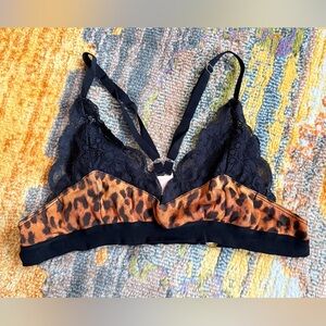 We Are HAH Sistah Lace Racerback Bralette Leopard Size L